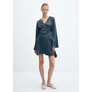 NWT $139 MANGO XL WRAPPED SATIN DRESS